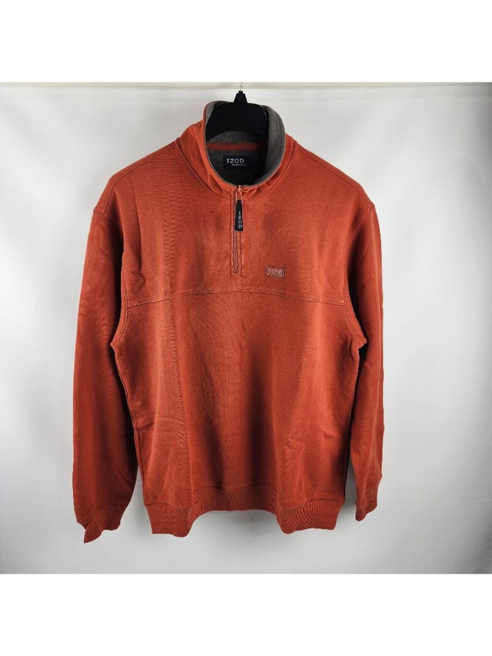 IZOD Sweatshirt Mens Large Orange Peach PerformX 1/4 Zip Fleece NWT